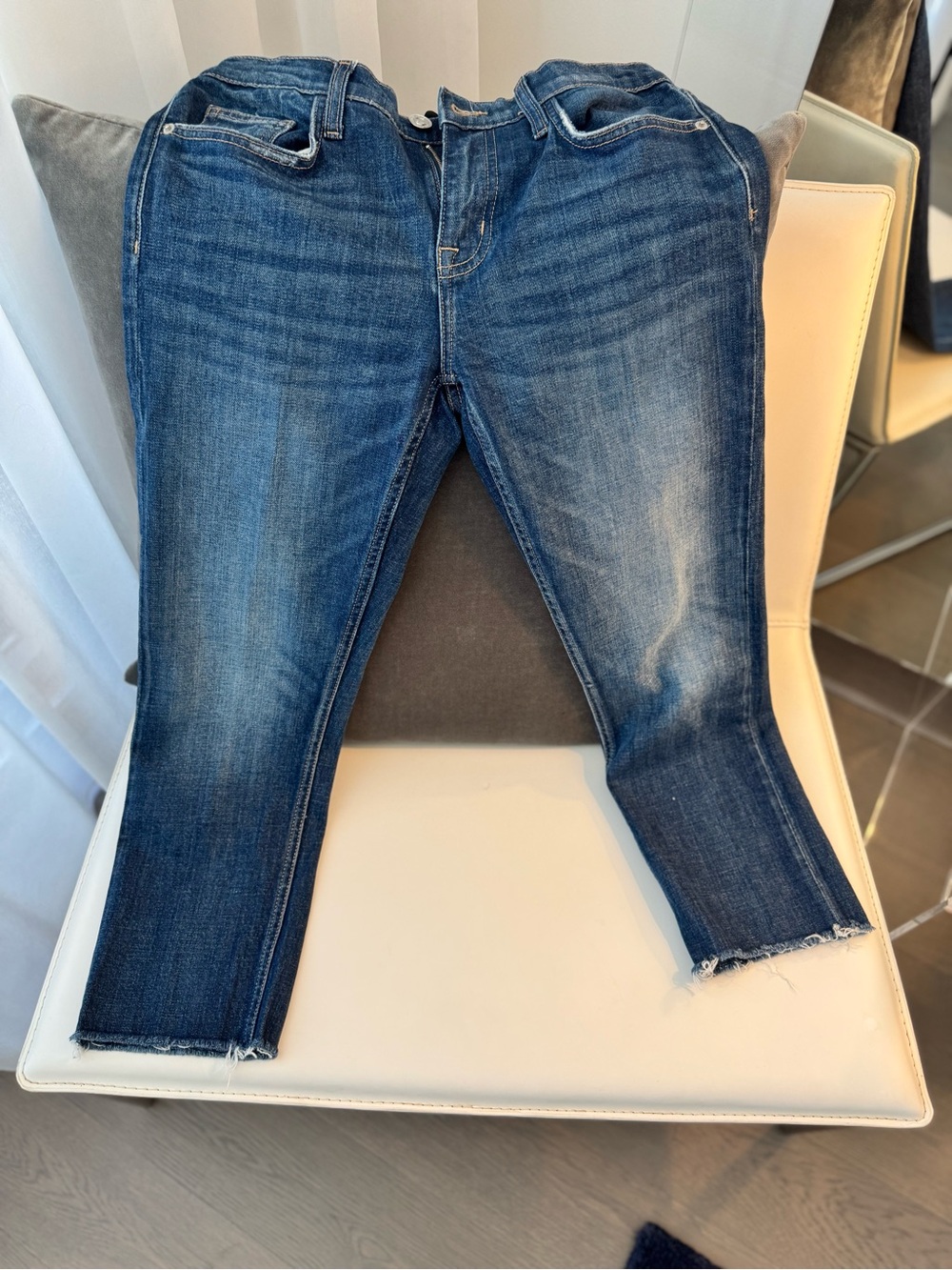 Current/Elliott Dark Blue Cropped Slim Jeans